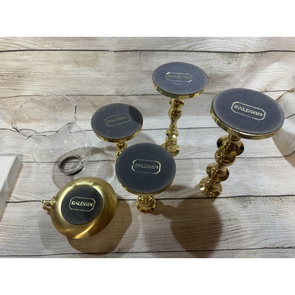 LOT of 5 Brass Candlesticks VTG Baldwin w/Luna Lumia Candles Sizes 1.5" To 7.5" - Picture 8 of 9